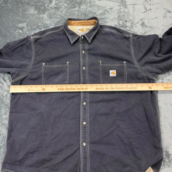 Carhartt FR Black Faded Work Jacket Shirt Mens 2XL Snap Front Shacket Cat 3